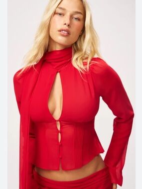 NWT Danielle Guizio Ara Long Sleeve Top